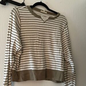 Madewell Olive and White Striped Sweater